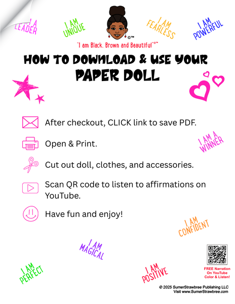 DIGITAL DOWNLOAD: Paper Doll Clothes Inspired by Black, Brown and Beautiful Coloring Book