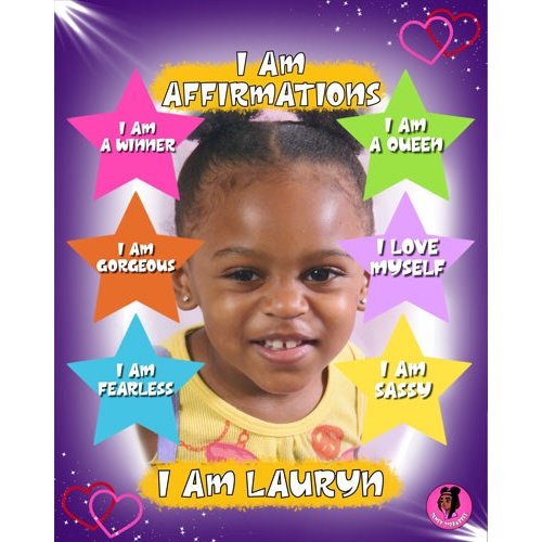 Sumer Strawbree's Personalized Affirmation Portrait Sample with a Client's Face, Name, and Stars with Possitive Affirmations