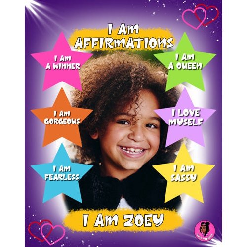 Sumer Strawbree's Personalized Affirmation Portrait Sample with a Client's Face, Name, and Stars with Possitive Affirmations